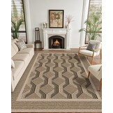 Vloerkleed voor Woonkamer Slaapkamer Eetkamer | 243x305cm Machinewasbaar Lage Stapel 4mm Dun Zacht Modern Geometrisch Anti-slip TPE Achtergrond Bruin