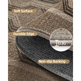 Vloerkleed voor Woonkamer Slaapkamer Eetkamer | 243x305cm Machinewasbaar Lage Stapel 4mm Dun Zacht Modern Geometrisch Anti-slip TPE Achtergrond Bruin