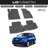 Autovloermatten, compatibel met Opel Grandland X 2017-2024, geurloze 4,5D-pasvorm, all-weather automatten, 4-delig, antislipmat, hoge rand, rubberen matten, zwart, voor achter
