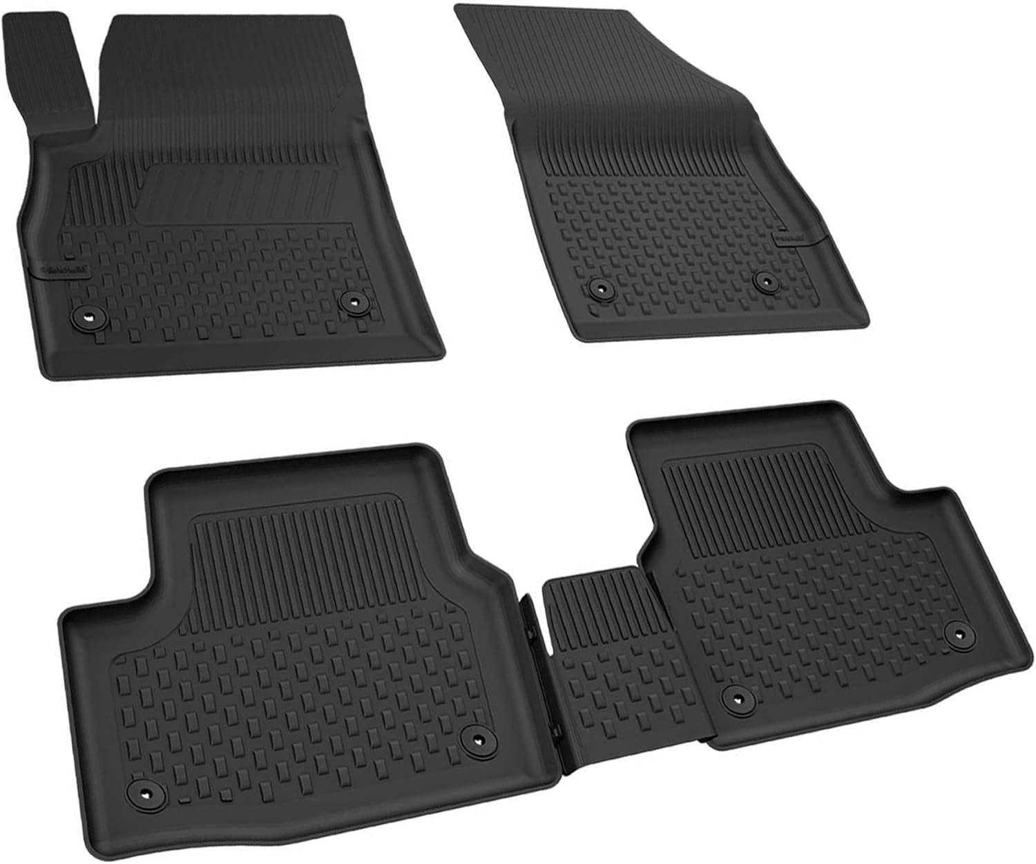 Autovloermatten, compatibel met Opel Grandland X 2017-2024, geurloze 4,5D-pasvorm, all-weather automatten, 4-delig, antislipmat, hoge rand, rubberen matten, zwart, voor achter