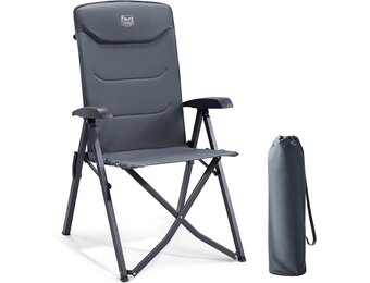 Campingstoel Klapstoel opvouwbaar verstelbare rugleuning 150 kg aluminium grijs met draagtas voor tuin balkon camper