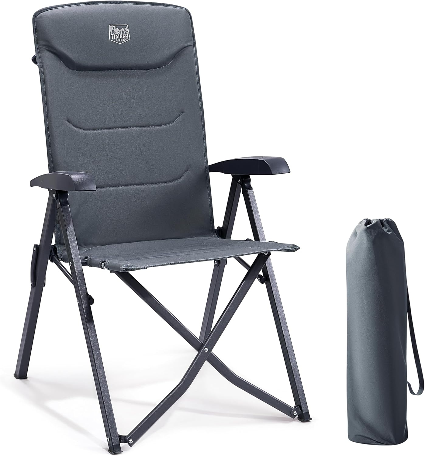 Campingstoel Klapstoel opvouwbaar verstelbare rugleuning 150 kg aluminium grijs met draagtas voor tuin balkon camper