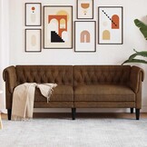 vidaXL Driezitsbank Chesterfield-stijl stof bruin