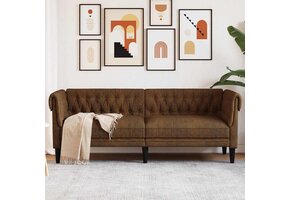 Bruine Chesterfield Driezitsbank - 30% Korting