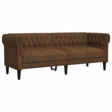 vidaXL Driezitsbank Chesterfield-stijl stof bruin
