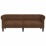 vidaXL Driezitsbank Chesterfield-stijl stof bruin