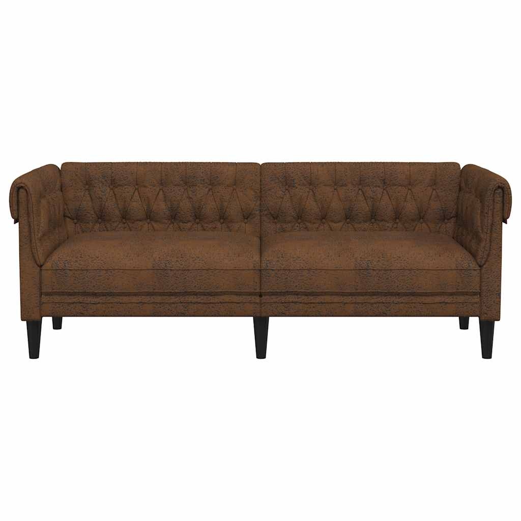 vidaXL Driezitsbank Chesterfield-stijl stof bruin