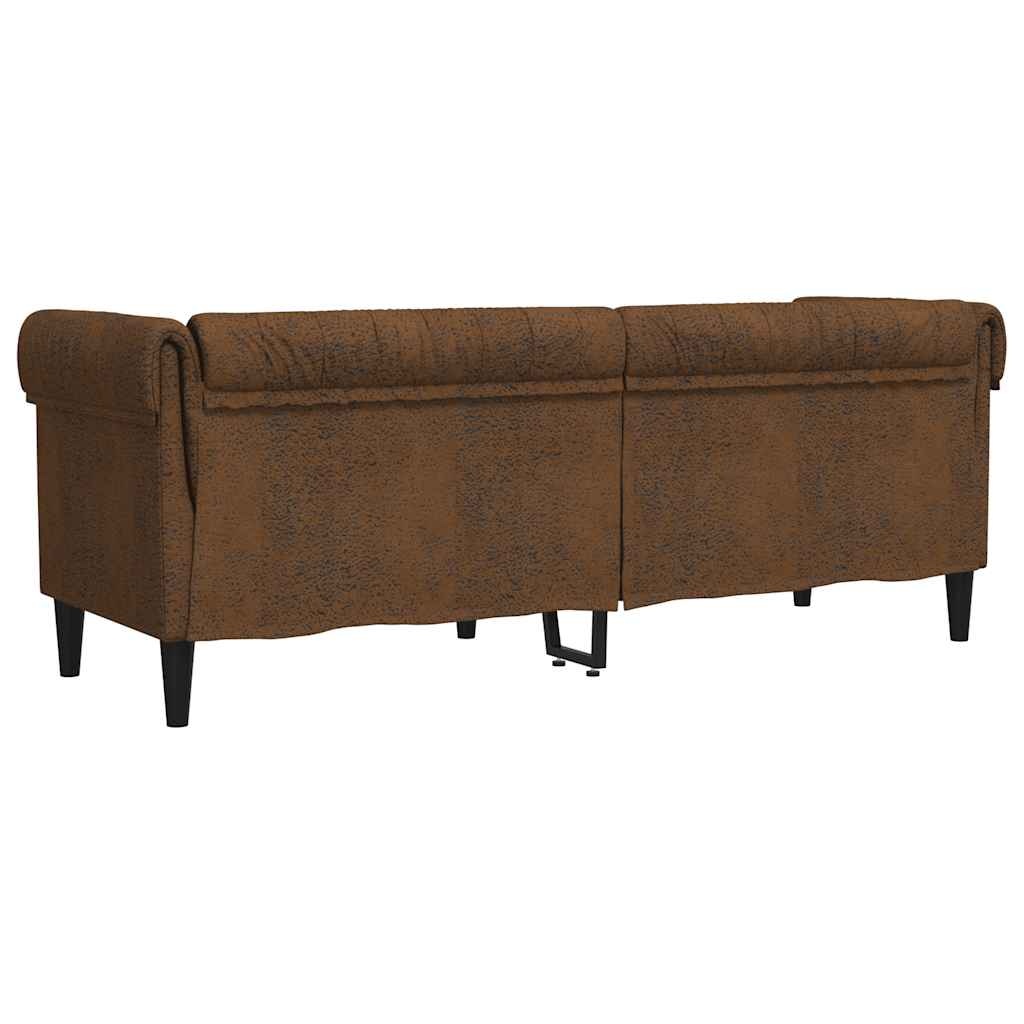 vidaXL Driezitsbank Chesterfield-stijl stof bruin