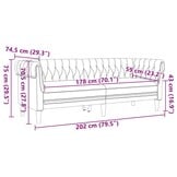 vidaXL Driezitsbank Chesterfield-stijl stof bruin