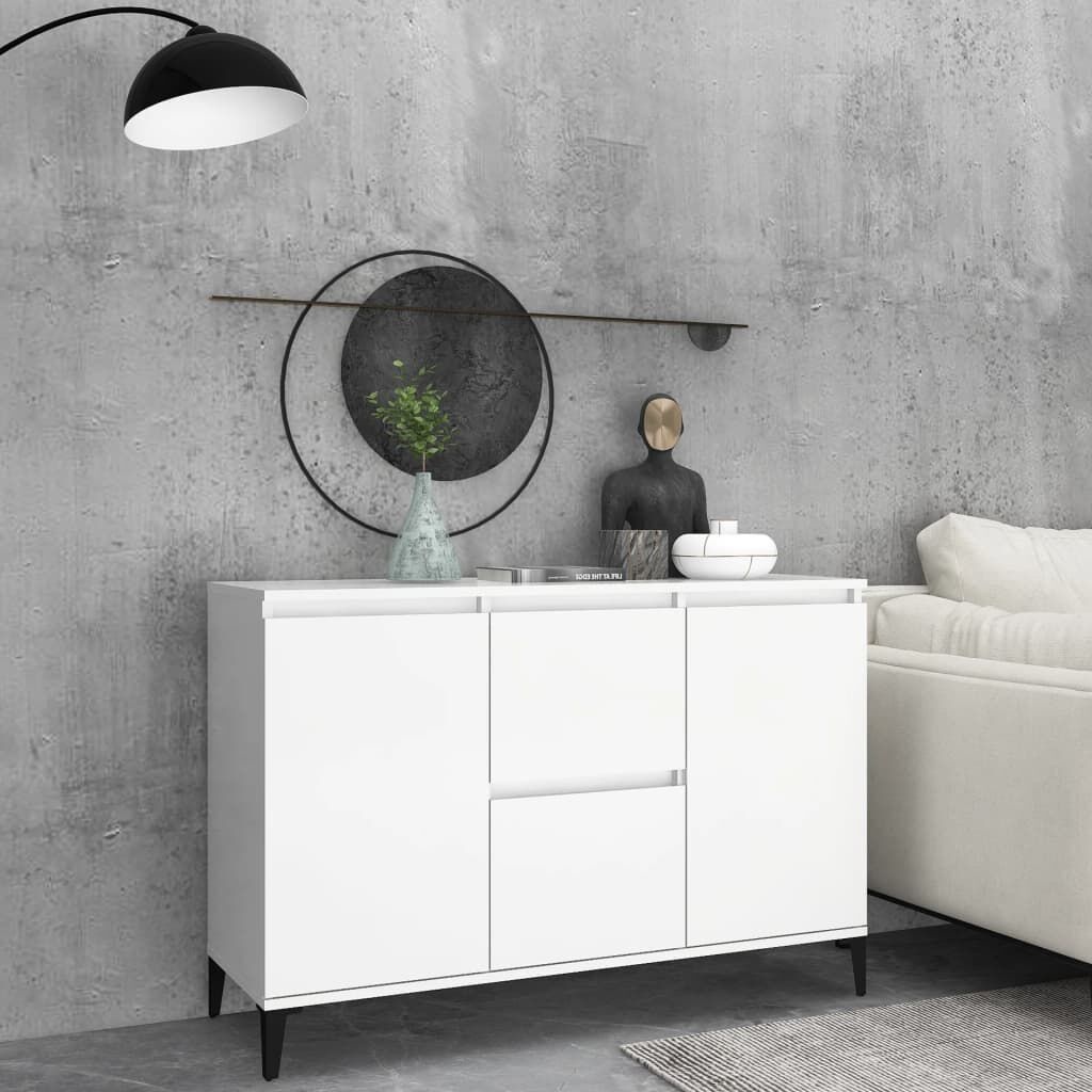 Dressoir Bewerkt Hout Wit - 104x35x70 cm - 34% Korting