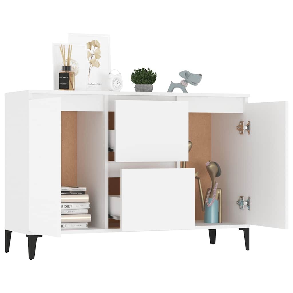 Dressoir Bewerkt Hout Wit - 104x35x70 cm - 34% Korting