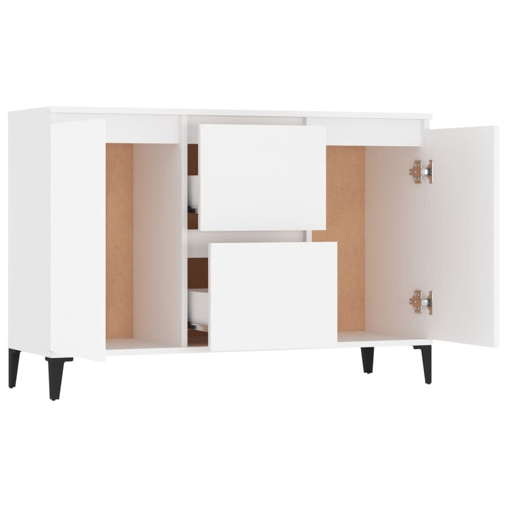 Dressoir Bewerkt Hout Wit - 104x35x70 cm - 34% Korting