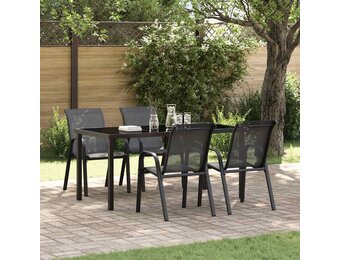 4x Stapelbare Tuinstoelen - Textileen Zwart (34% Korting)