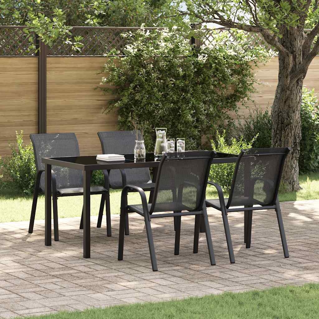 4x Stapelbare Tuinstoelen - Textileen Zwart (34% Korting)