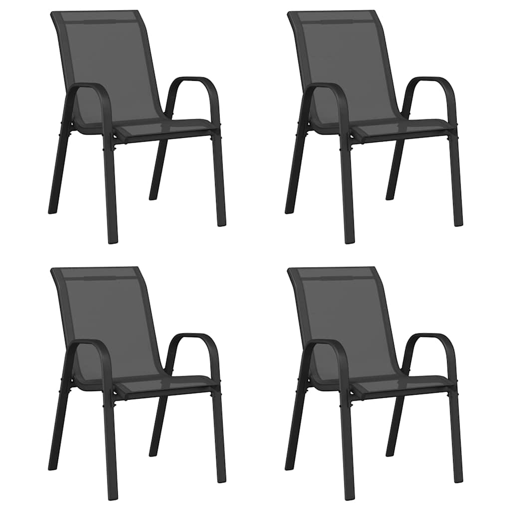 4x Stapelbare Tuinstoelen - Textileen Zwart (34% Korting)