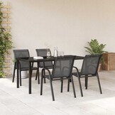 4x Stapelbare Tuinstoelen - Textileen Zwart (34% Korting)