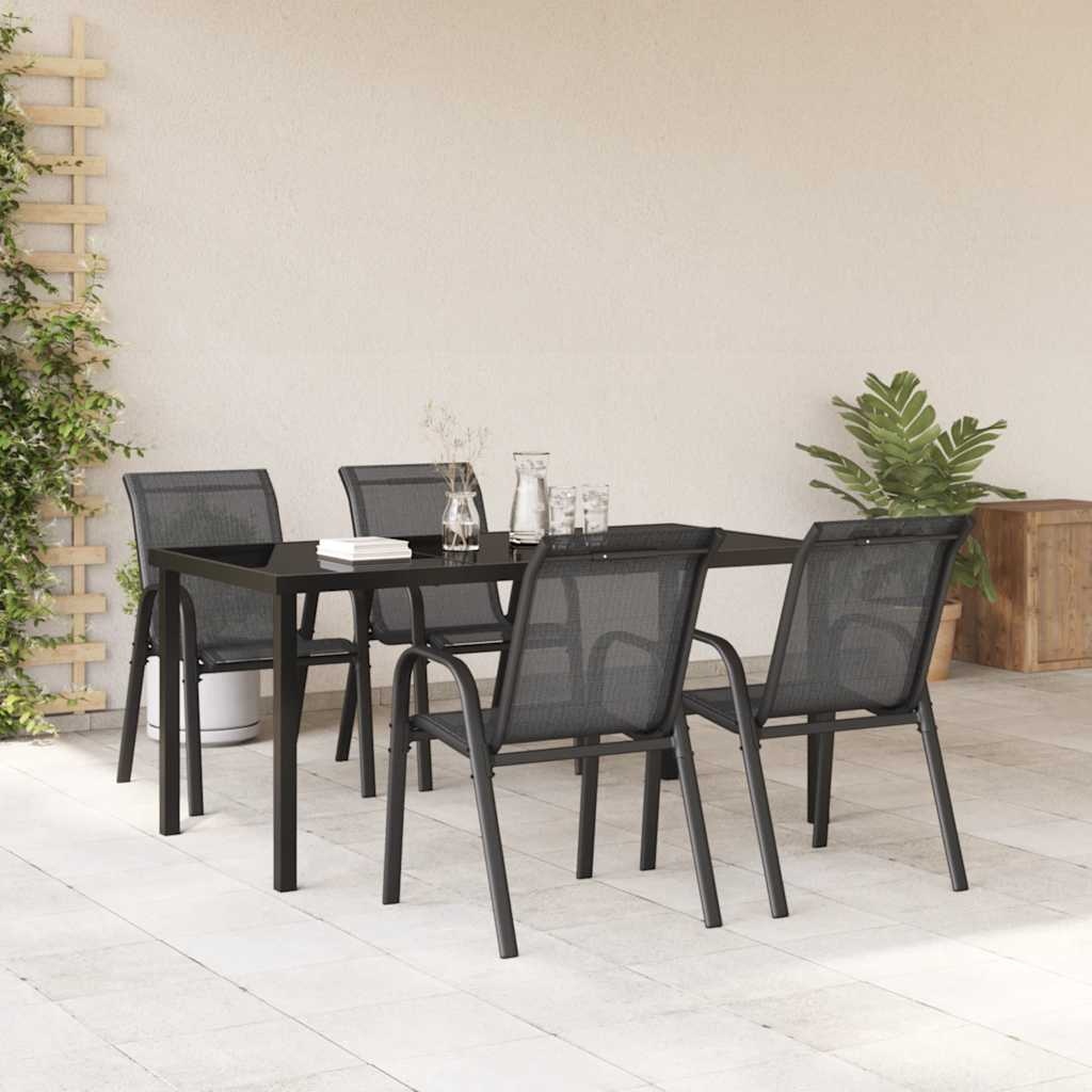 4x Stapelbare Tuinstoelen - Textileen Zwart (34% Korting)