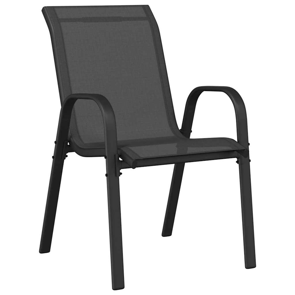 4x Stapelbare Tuinstoelen - Textileen Zwart (34% Korting)