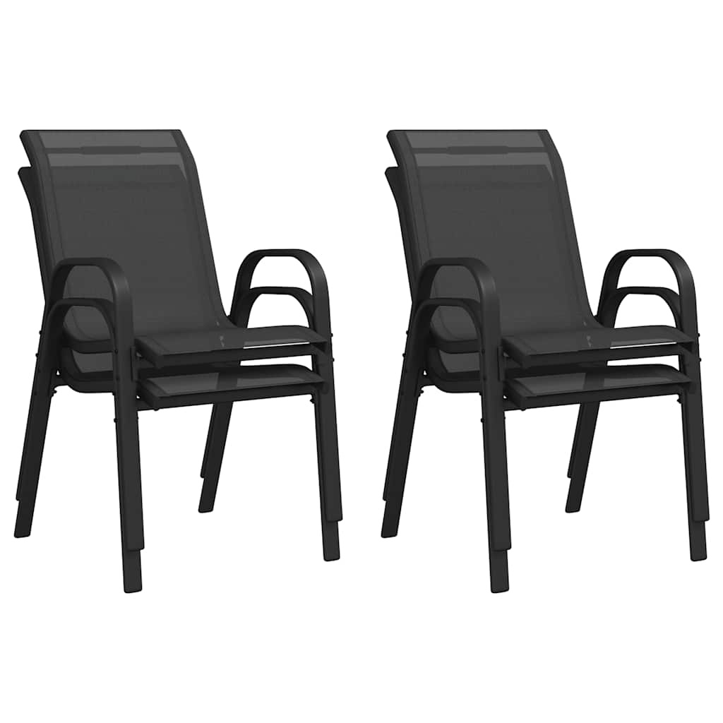 4x Stapelbare Tuinstoelen - Textileen Zwart (34% Korting)