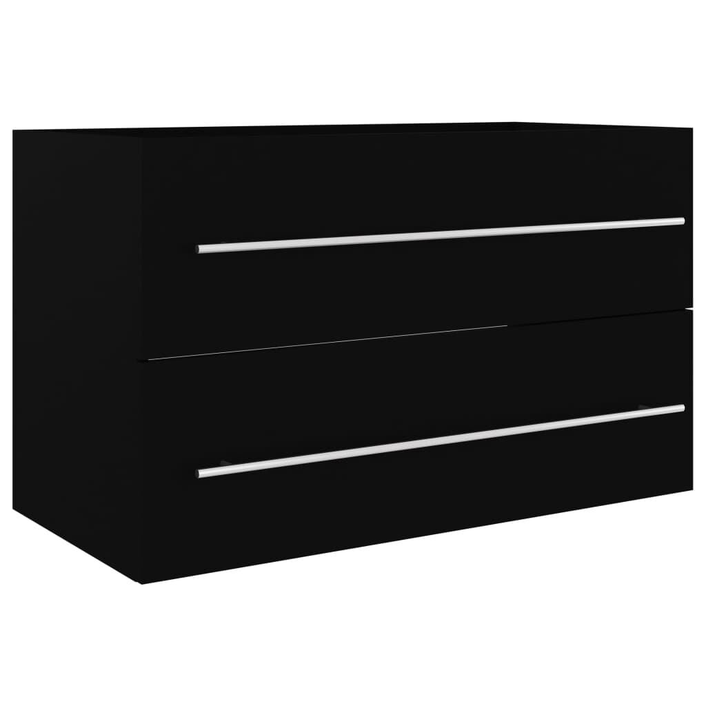 Wastafelkast bewerkt hout zwart 80x38,5x48 cm - 53% Korting!