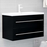 Wastafelkast bewerkt hout zwart 80x38,5x48 cm - 53% Korting!
