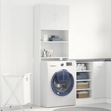 Bespaar 34% op Wasmachinekast 64x24x190cm Bewerkt Hout Wit