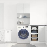 Bespaar 34% op Wasmachinekast 64x24x190cm Bewerkt Hout Wit