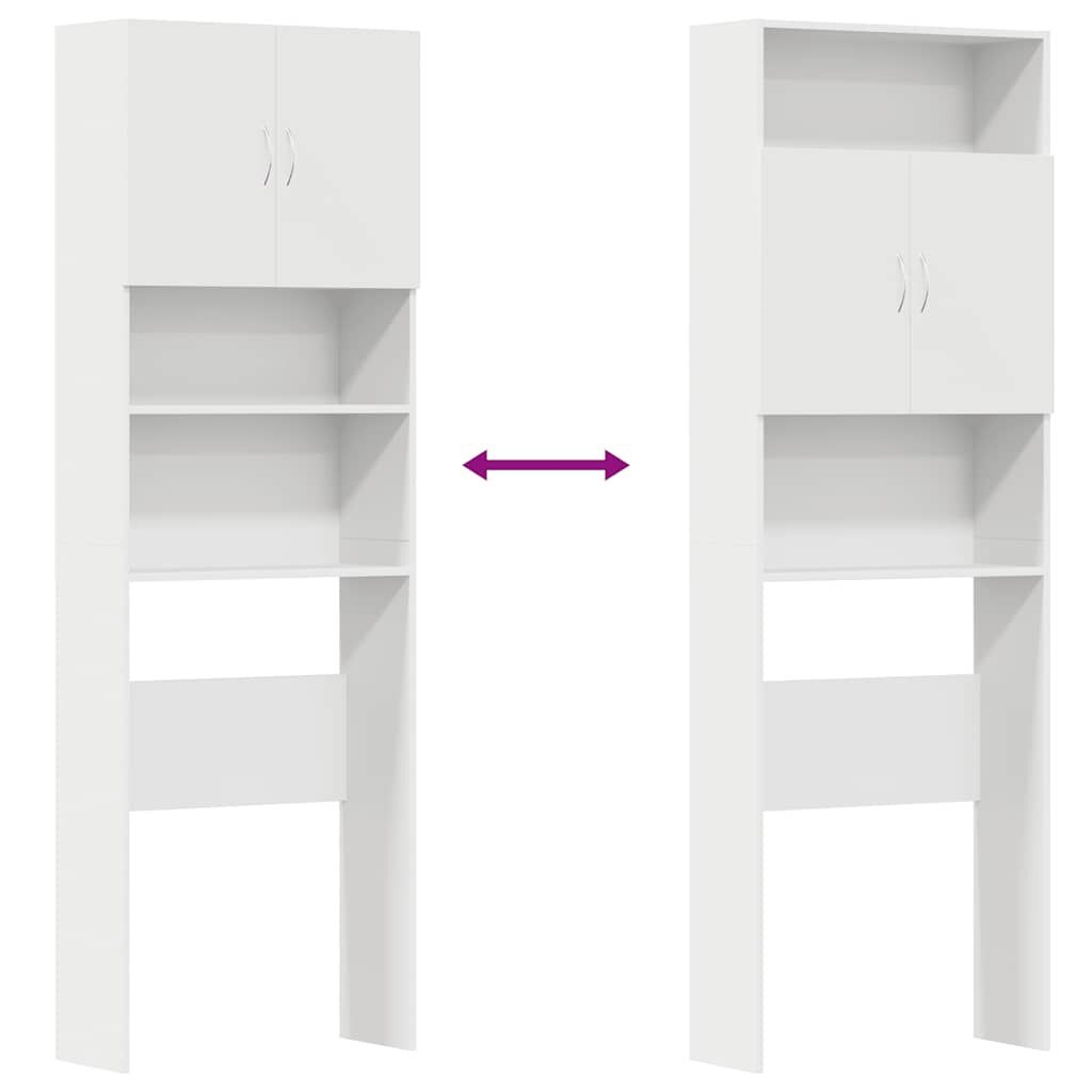 Bespaar 34% op Wasmachinekast 64x24x190cm Bewerkt Hout Wit