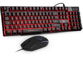 Gaming Toetsenbord & Muis Set met LED, 3200 DPI, Italiaans AZERTY, 104 Toetsen