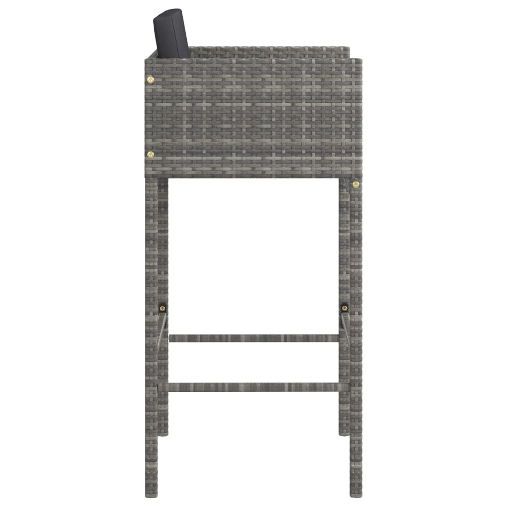 VidaXL Barkrukken (2 st) met Kussens - Poly Rattan Grijs - 34% Korting