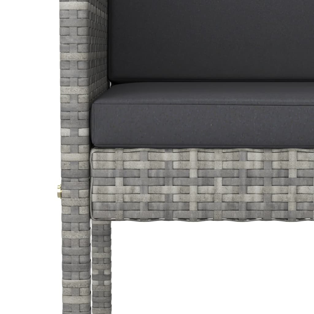 VidaXL Barkrukken (2 st) met Kussens - Poly Rattan Grijs - 34% Korting