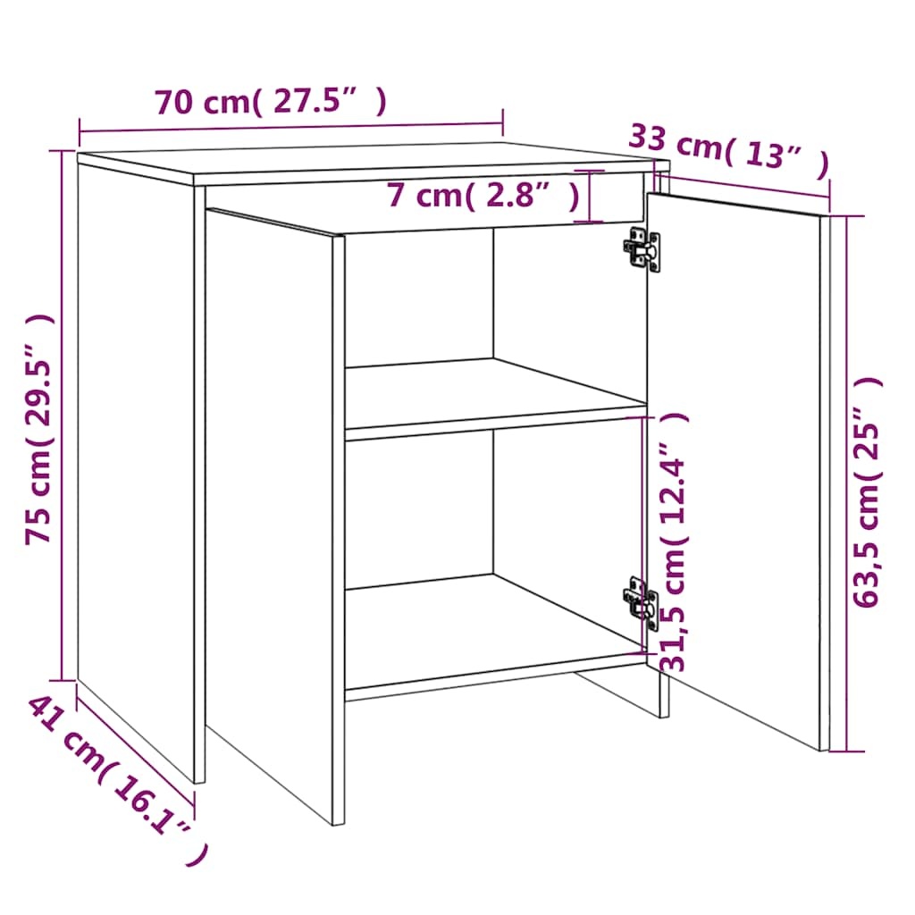 Bewerkt Hout Dressoir Betongrijs (70x41x75 cm) - 34% Korting