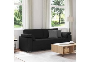 Zwarte Stof Bank met Kussen - 219x77x82cm - 55% Korting