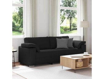 Zwarte Stof Bank met Kussen - 219x77x82cm - 55% Korting