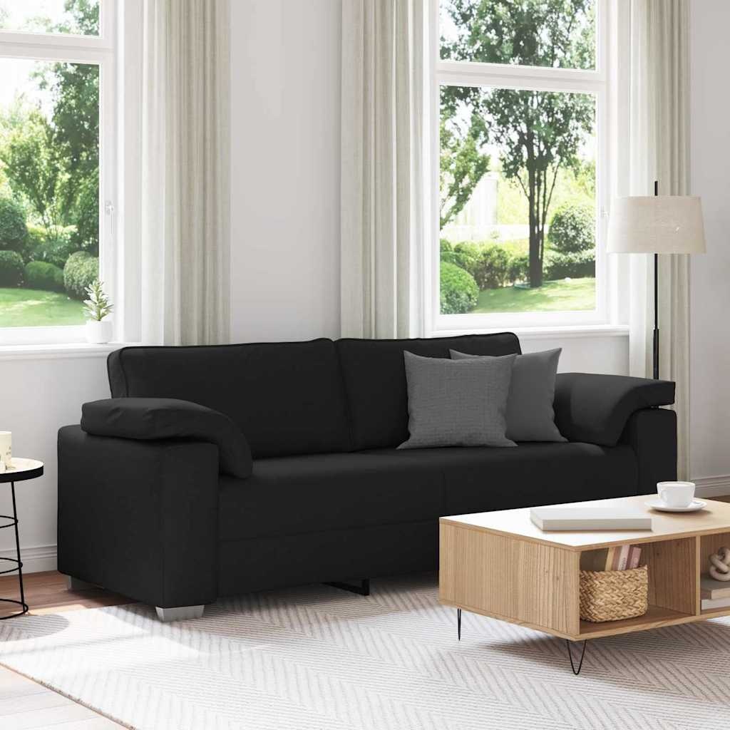 Zwarte Stof Bank met Kussen - 219x77x82cm - 55% Korting