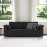 Zwarte Stof Bank met Kussen - 219x77x82cm - 55% Korting