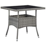 Grijze Poly Rattan Tuinstafel met Glasblad - 34% Korting