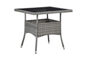 Grijze Poly Rattan Tuinstafel met Glasblad - 34% Korting