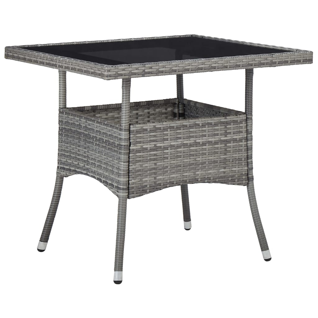Grijze Poly Rattan Tuinstafel met Glasblad - 34% Korting