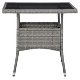 Grijze Poly Rattan Tuinstafel met Glasblad - 34% Korting