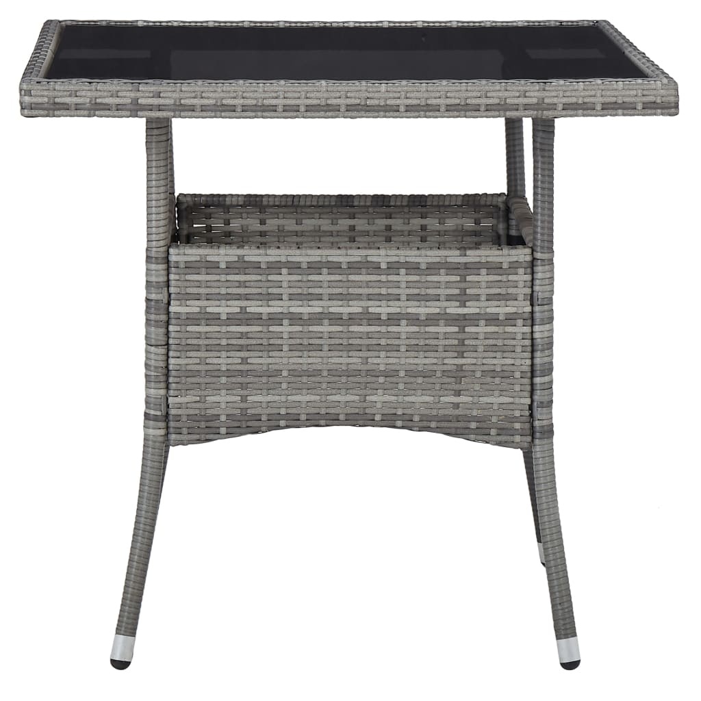 Grijze Poly Rattan Tuinstafel met Glasblad - 34% Korting