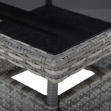 Grijze Poly Rattan Tuinstafel met Glasblad - 34% Korting