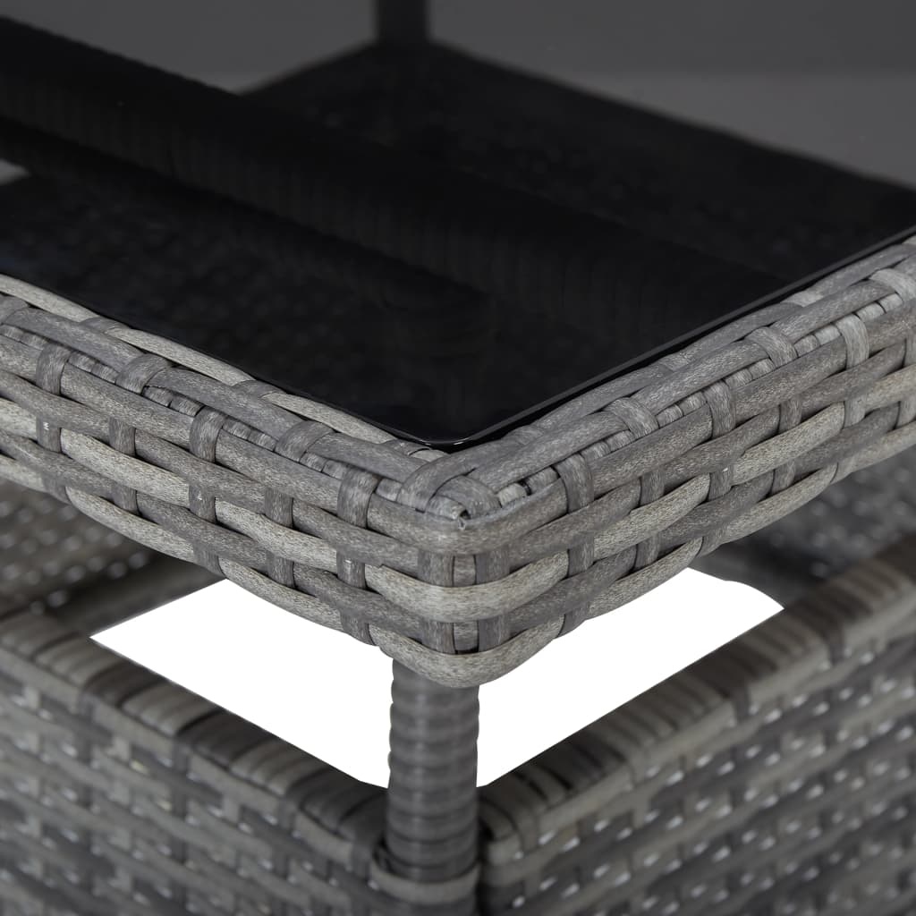 Grijze Poly Rattan Tuinstafel met Glasblad - 34% Korting