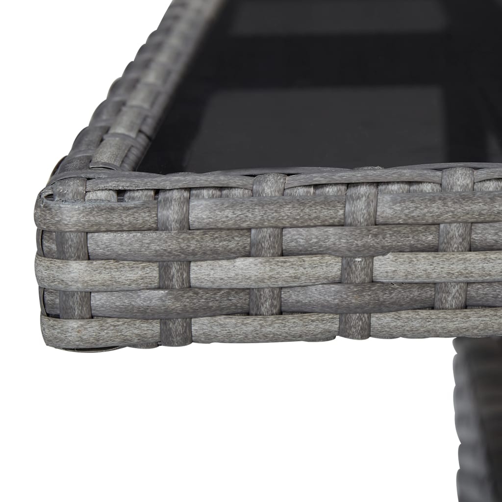 Grijze Poly Rattan Tuinstafel met Glasblad - 34% Korting