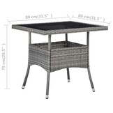 Grijze Poly Rattan Tuinstafel met Glasblad - 34% Korting