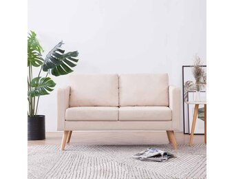 VidaXL Tweezitsbank Stof Crème - 55% Korting
