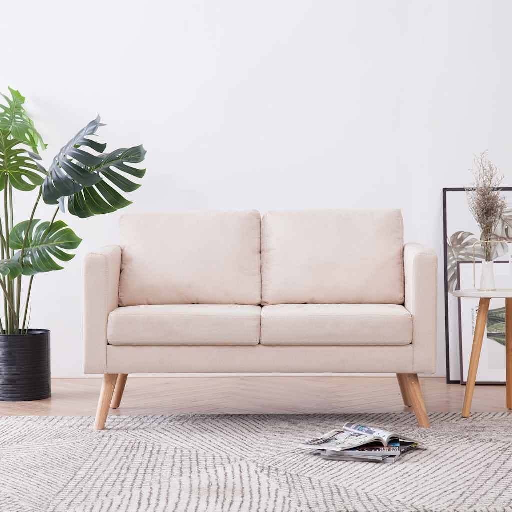 VidaXL Tweezitsbank Stof Crème - 55% Korting