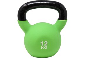 Kettlebell 12 kg Lichtgroen Neopreen - Vloervriendelijk & Trainingsbibliotheek - 29% Korting