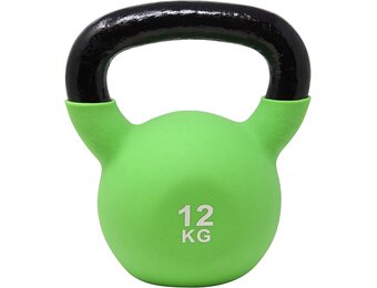 POWRX Kettlebell neopreen 2-26 kg incl. workout I kogelhalter in verschillende kleuren en gewichten I vloervriendelijke vlieghalter (12 kg (lichtgroen)