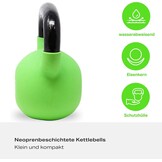 POWRX Kettlebell neopreen 2-26 kg incl. workout I kogelhalter in verschillende kleuren en gewichten I vloervriendelijke vlieghalter (12 kg (lichtgroen)